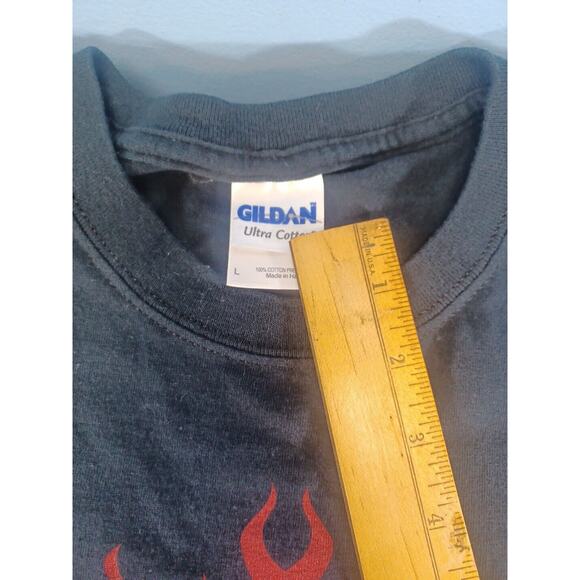 Flaming Longhorn Skull Borderline T-Shirt Western Rodeo Band Party Red Black - Picture 4 of 7